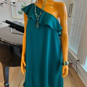 Green off shoulder Loft dress